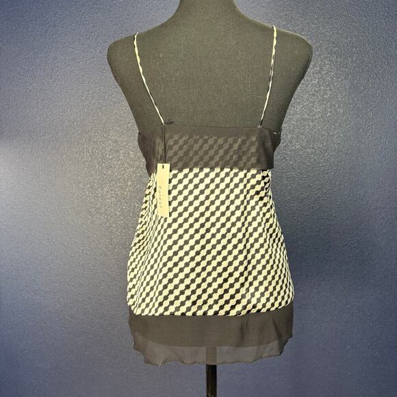 NWT Poleci silk black & white patterned tank, size 2 - Picture 4 of 9